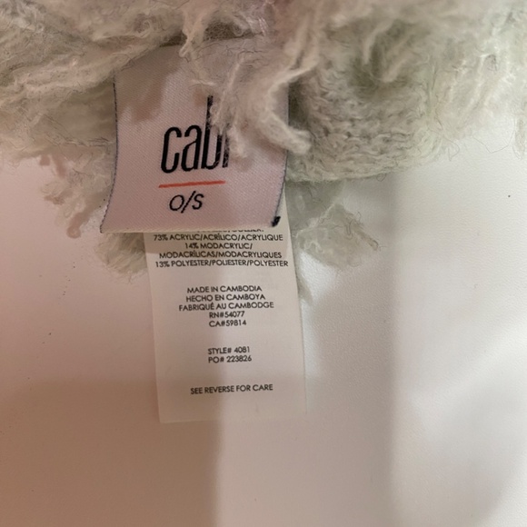 Cabi Heavenly Wrap Sweater Poncho Gray Faux Fur Collar Fringe  #4061 - Picture 6 of 6